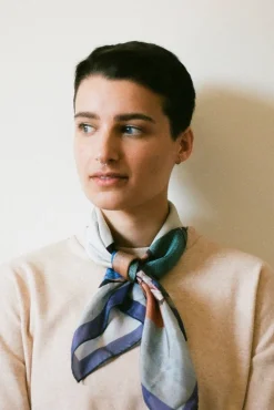 Best Sale ATELIER B Silk Scarf - Navy Blue