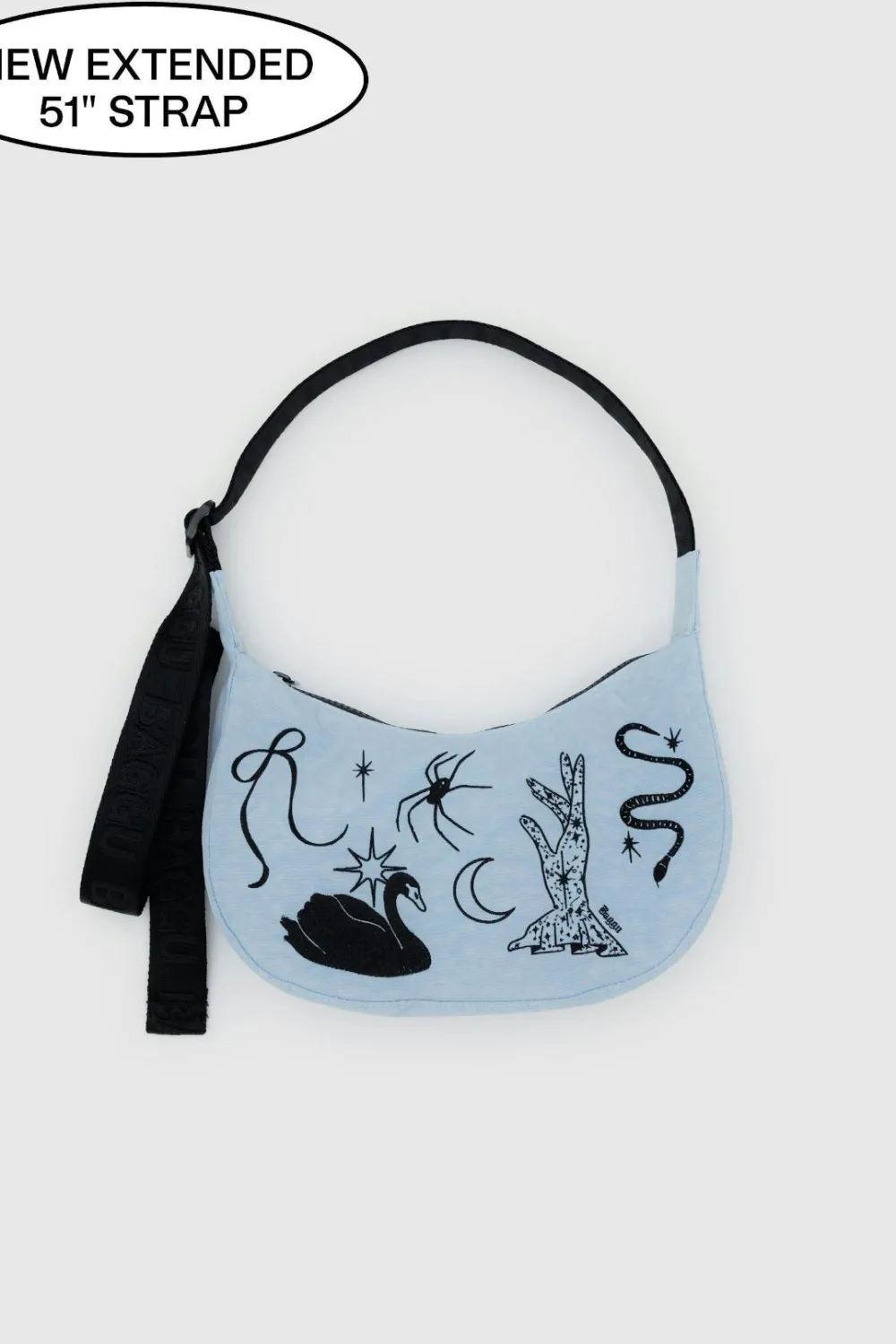 New BAGGU Small Crescent Nylon Bag - Embroidered Ballet Icons