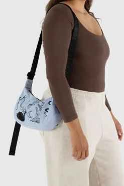 New BAGGU Small Crescent Nylon Bag - Embroidered Ballet Icons