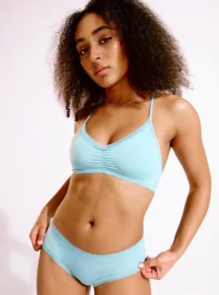 Cheap BLUSH The Micro Lace Trim Bralette - Aqua
