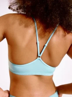 Cheap BLUSH The Micro Lace Trim Bralette - Aqua