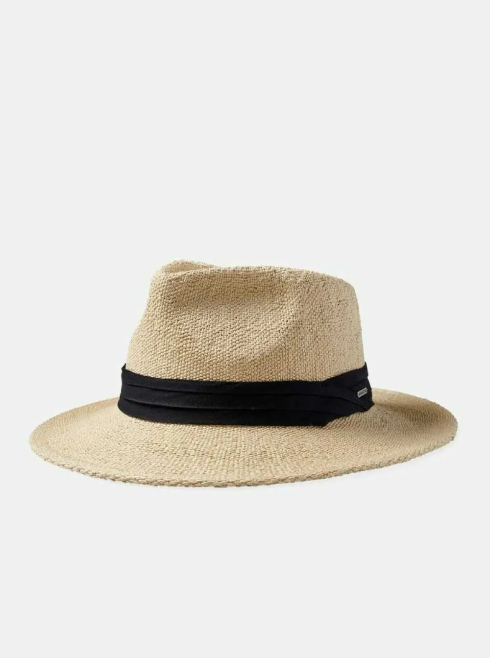 New BRIXTON Straw Fedara Hat - Natural and Black