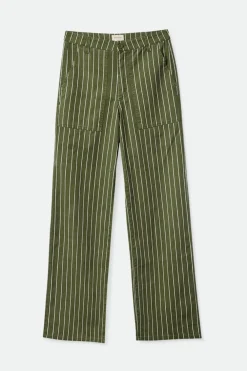 Shop BRIXTON Vintage Military Trousers - Olive White Stripe