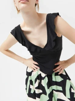 Cheap COMPANIA FANTASTICA Ruffled Camisole - Black
