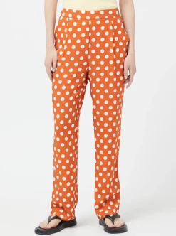 Store COMPANIA FANTASTICA Trousers - Orange Polka Dots