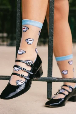Cheap COUCOU SUZETTE Transparent Socks - Coffee