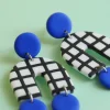 Discount CROCODILE AGILE Arch Earrings - Blue Checks and Pastille