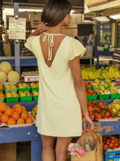 Shop DAILYSTORY Aubee Dress - Lemoncello
