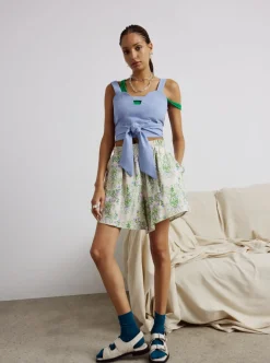 Hot EVE GRAVEL Krugger Shorts - Green and Lilac Radish Heart