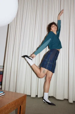 Clearance EVE GRAVEL Saana Skirt - Blue Tartan
