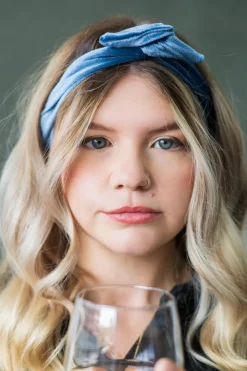 Store GIBOU Velvet Twist Headband - Sky Blue
