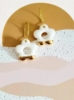 Cheap KAG Ceramic Flower Earrings