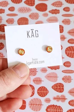 Fashion KAG Resin Earrings - Black and Copper
