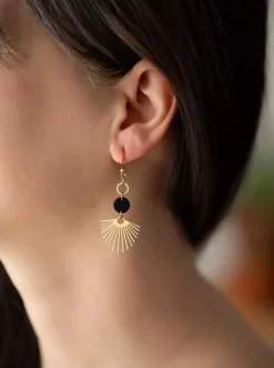 Flash Sale VILAINES FEMMES Naughty Women Fan Earrings - Black