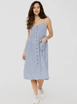 Shop ANANAS & BANANAS PINEAPPLE BANANAS Geneviève dress - Blue checks