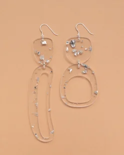 Shop WARREN STEVEN SCOTT Large Ovoid Mix Earrings - Silver Sequin